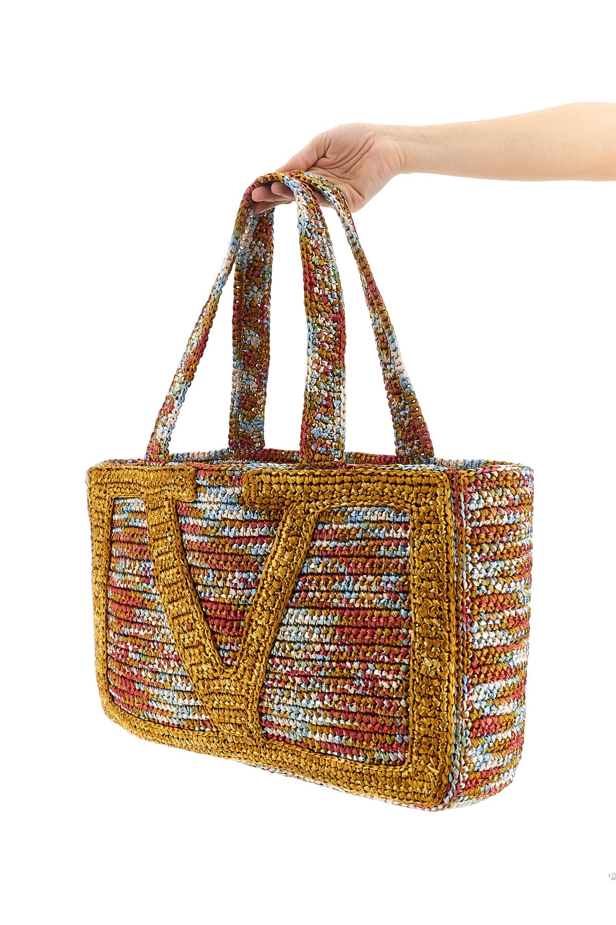 large viva superstar shopping bag in multicolor synthetic raffia