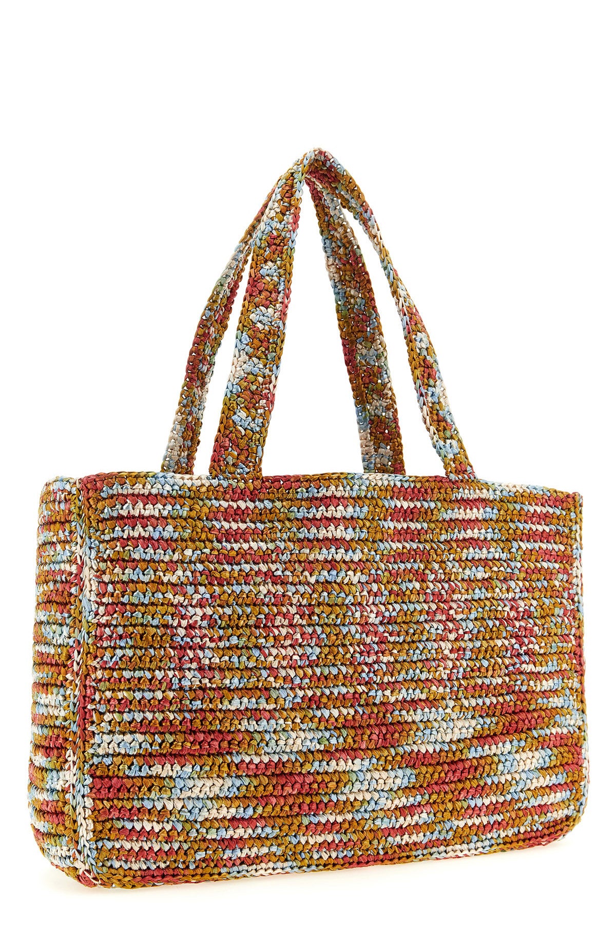 large viva superstar shopping bag in multicolor synthetic raffia