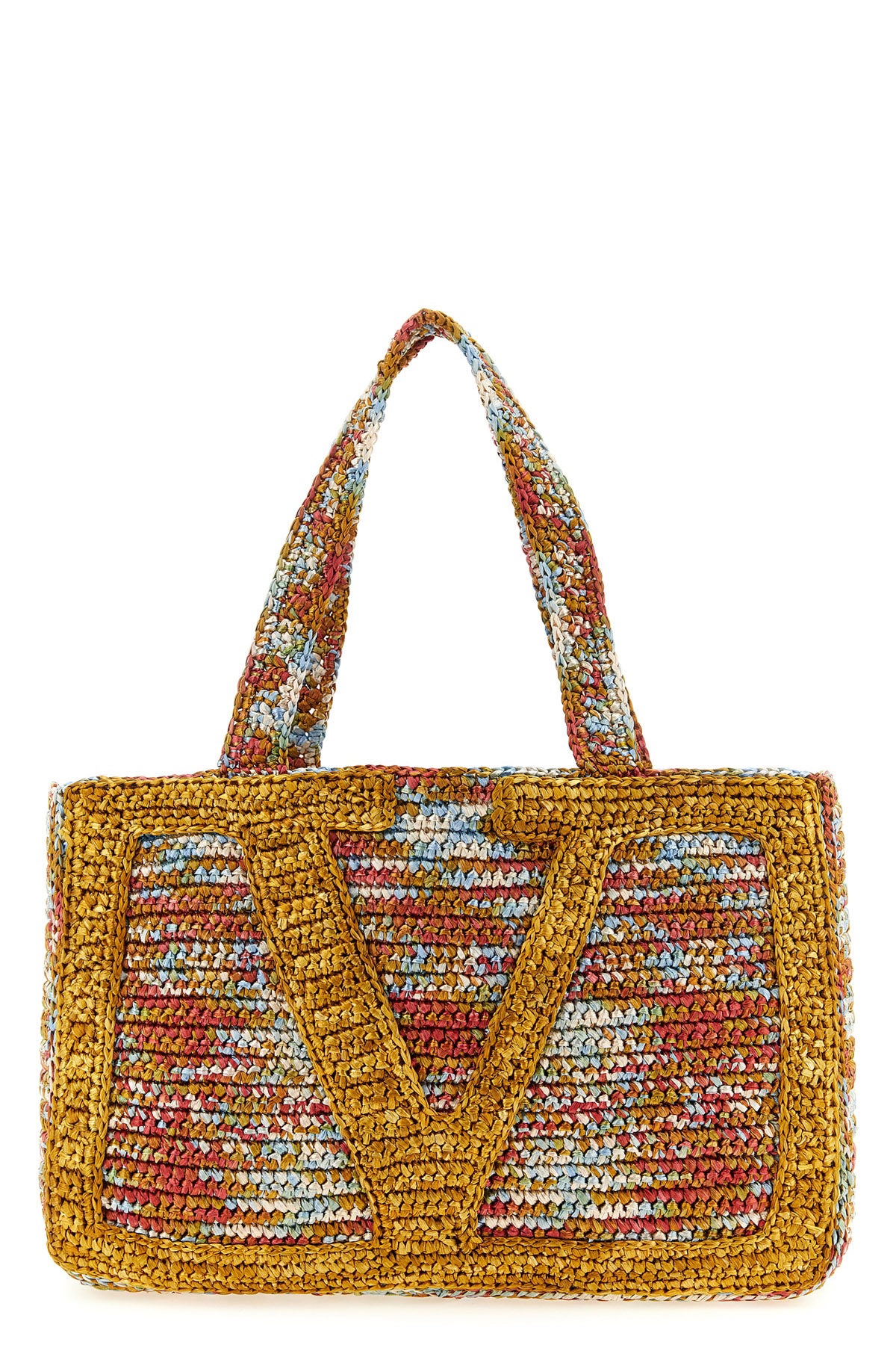large viva superstar shopping bag in multicolor synthetic raffia