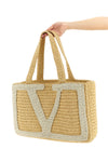 viva superstar large shopping bag in crochet synthetic raffia