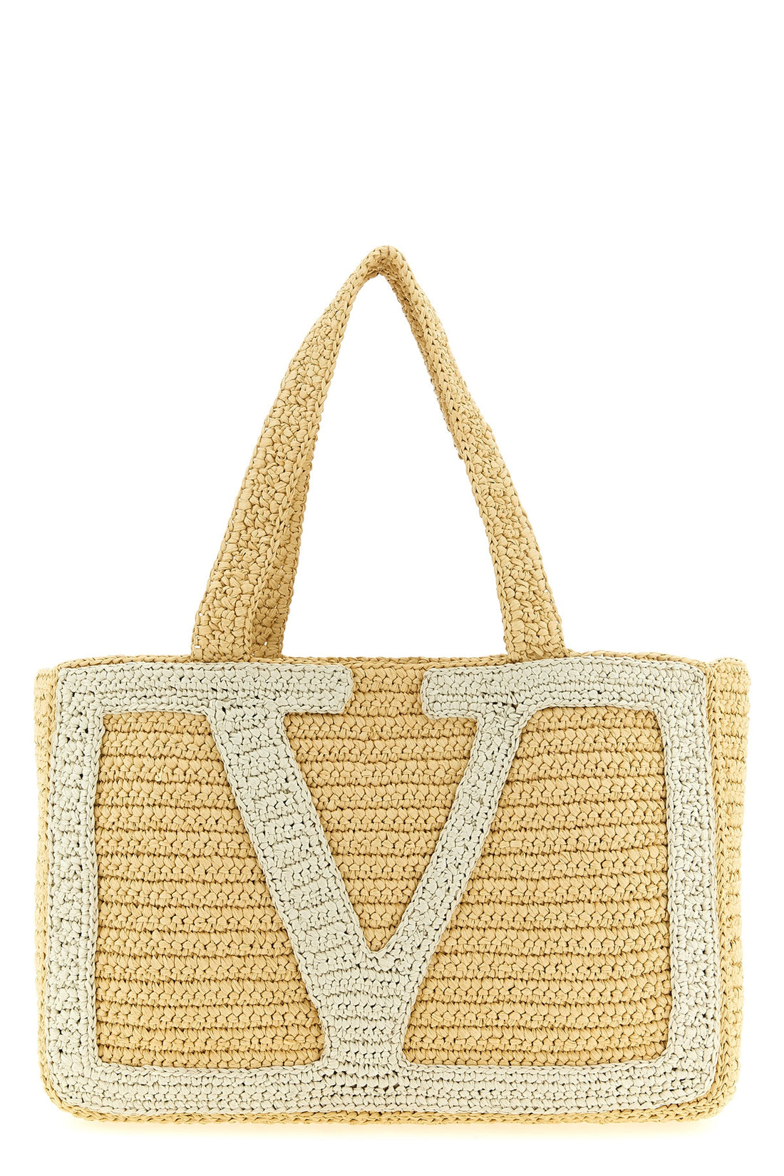 VALENTINO GARAVANI OS viva superstar large shopping bag in crochet synthetic raffia