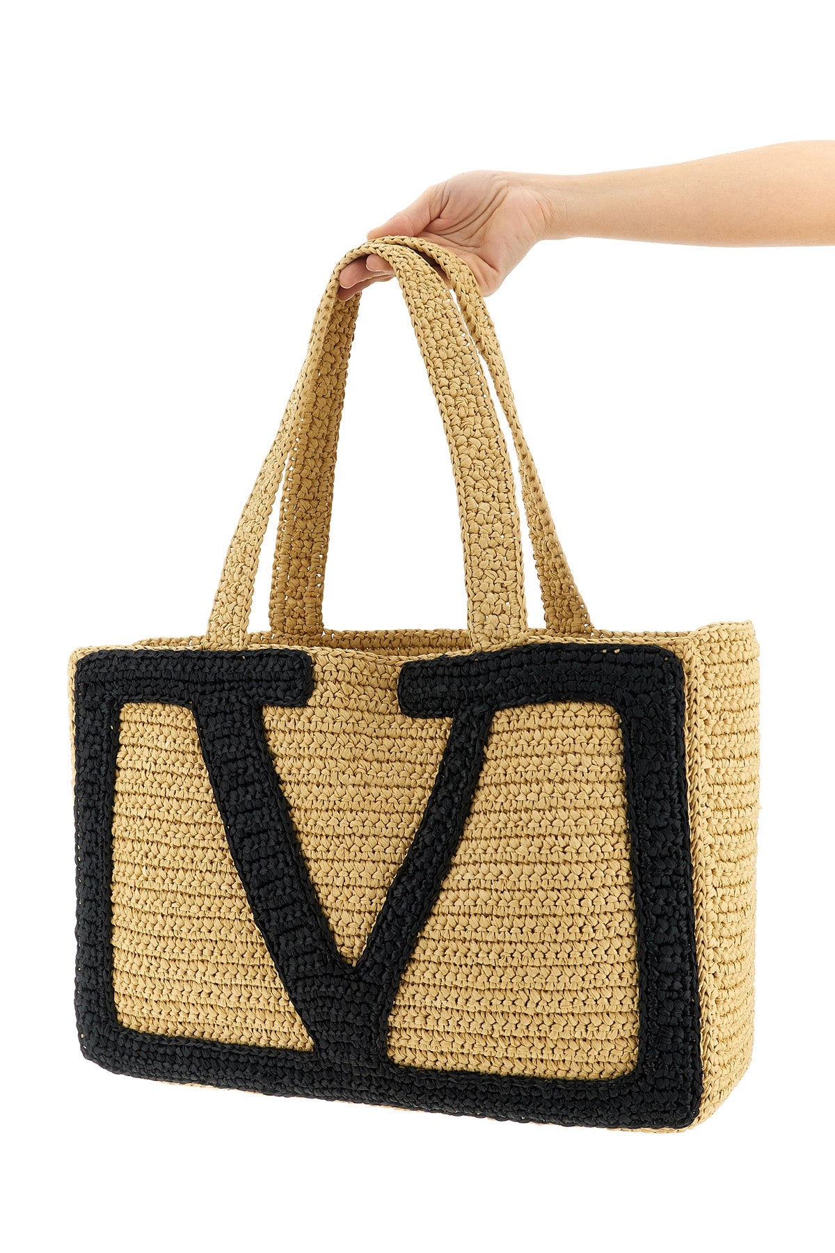 viva superstar large shopping bag in crochet synthetic raffia