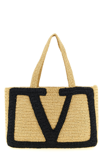 viva superstar large shopping bag in crochet synthetic raffia