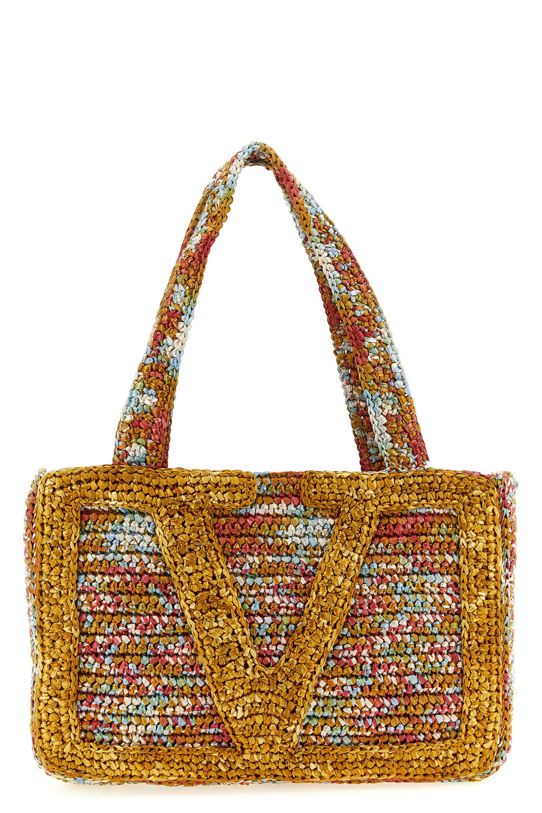 VALENTINO GARAVANI OS medium viva superstar shopping bag in multicolor synthetic raffia