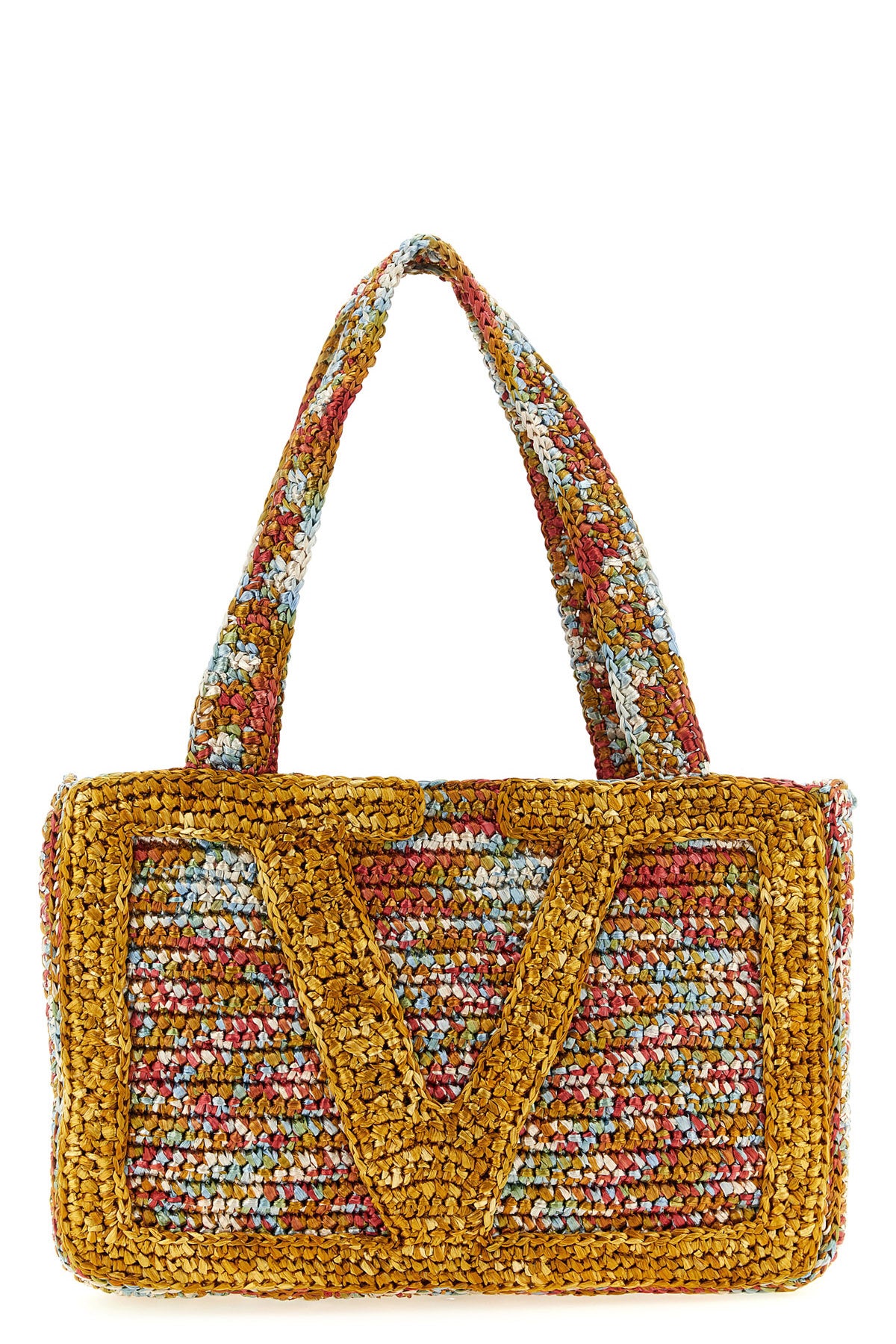 medium viva superstar shopping bag in multicolor synthetic raffia