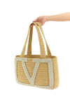 medium viva superstar shopping bag in crochet synthetic raffia