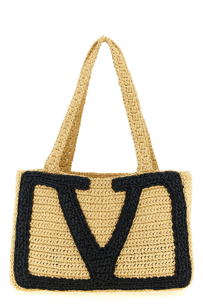 medium viva superstar shopping bag in crochet synthetic raffia