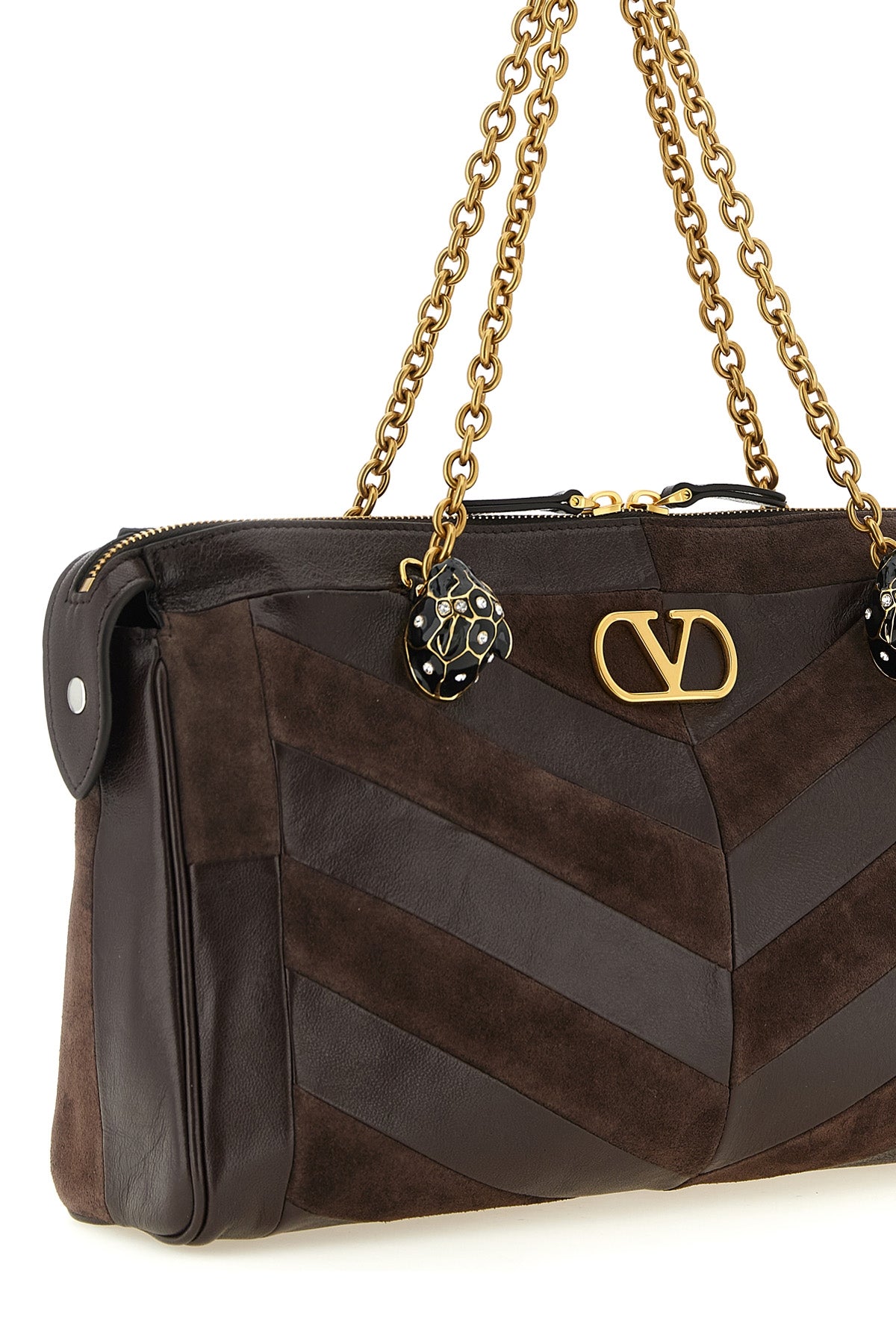 the valentino garavani panthea shoulder bag in dark brown calf leather defines