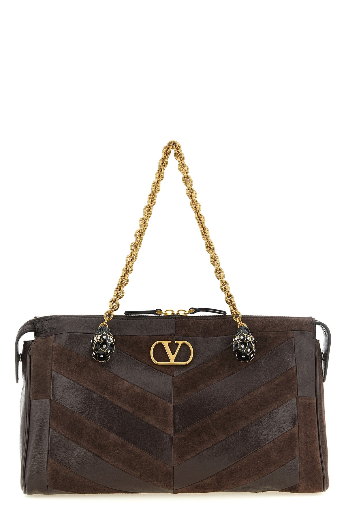 the valentino garavani panthea shoulder bag in dark brown calf leather defines
