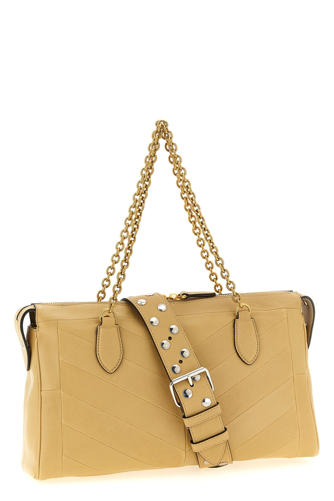 VALENTINO GARAVANI OS panthea patchwork shoulder bag in glossy nappa leather and matte chevron patte