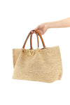medium shopping bag in woven raffia