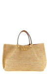 medium shopping bag in woven raffia