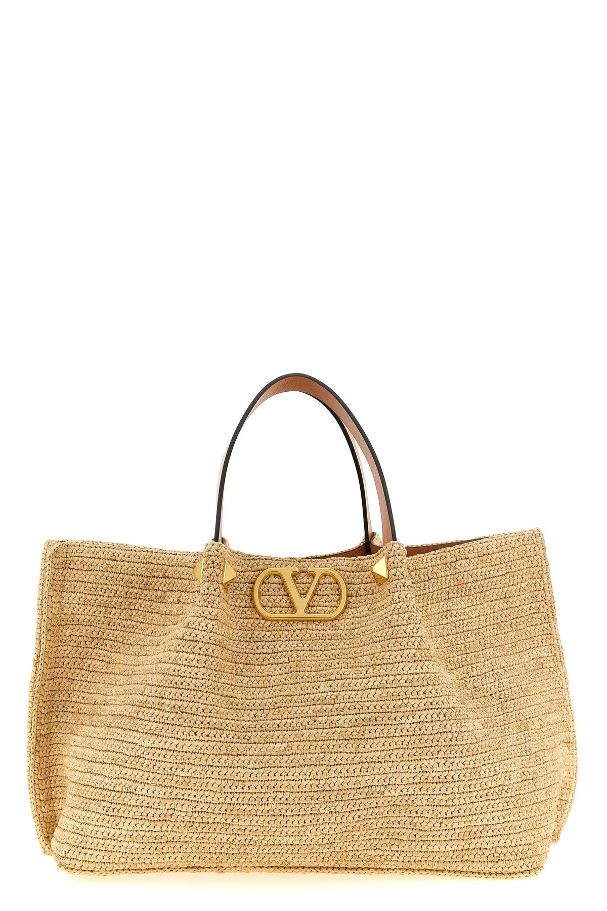 medium shopping bag in woven raffia