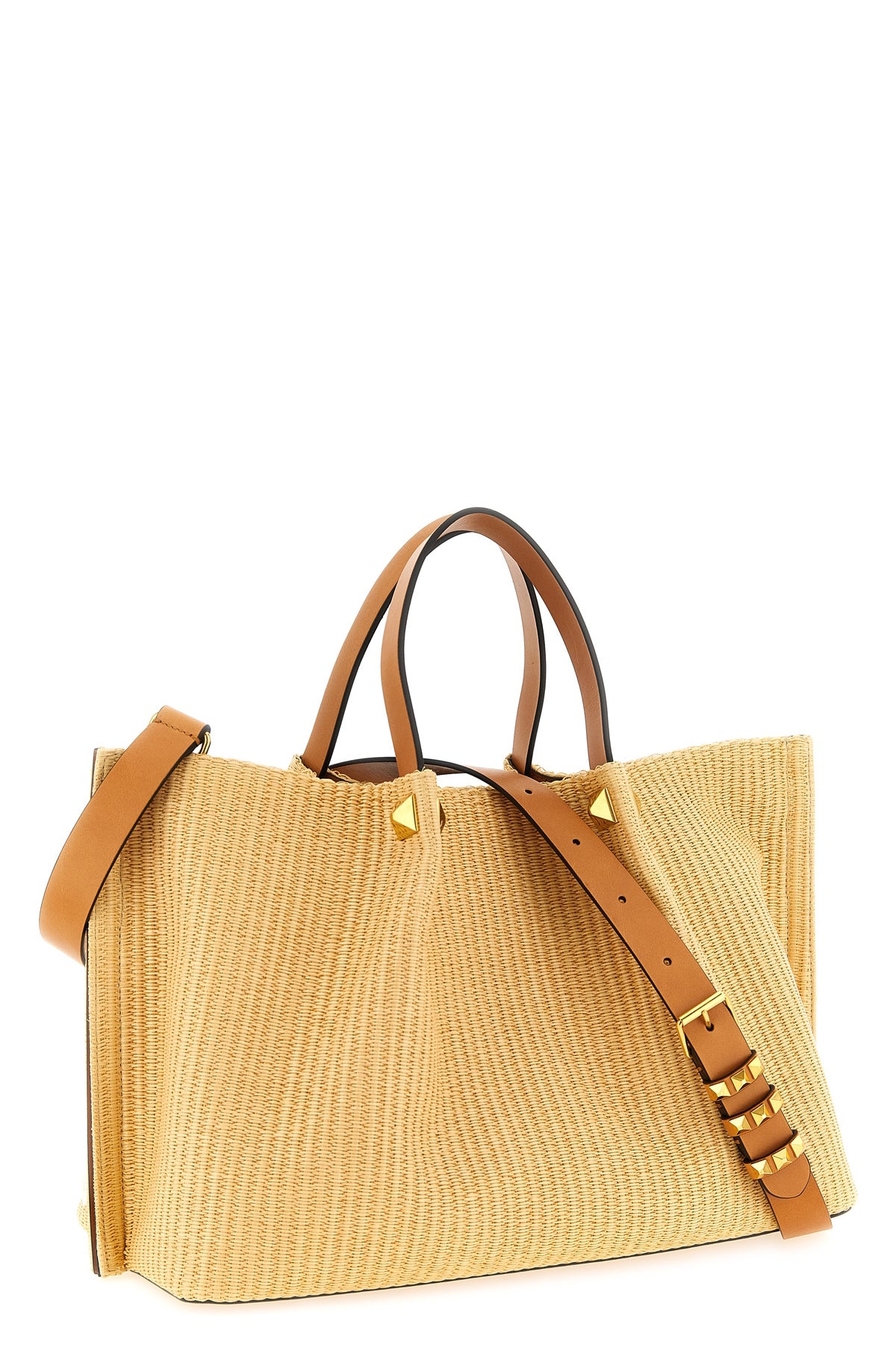medium shopping bag in woven raffia