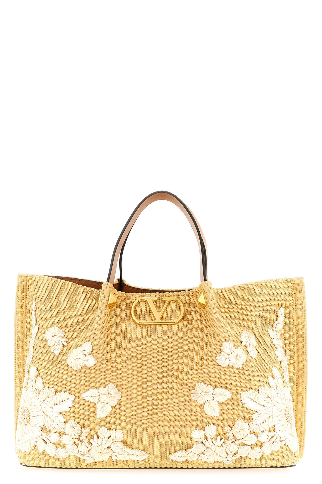 VALENTINO GARAVANI OS medium shopping bag in woven raffia