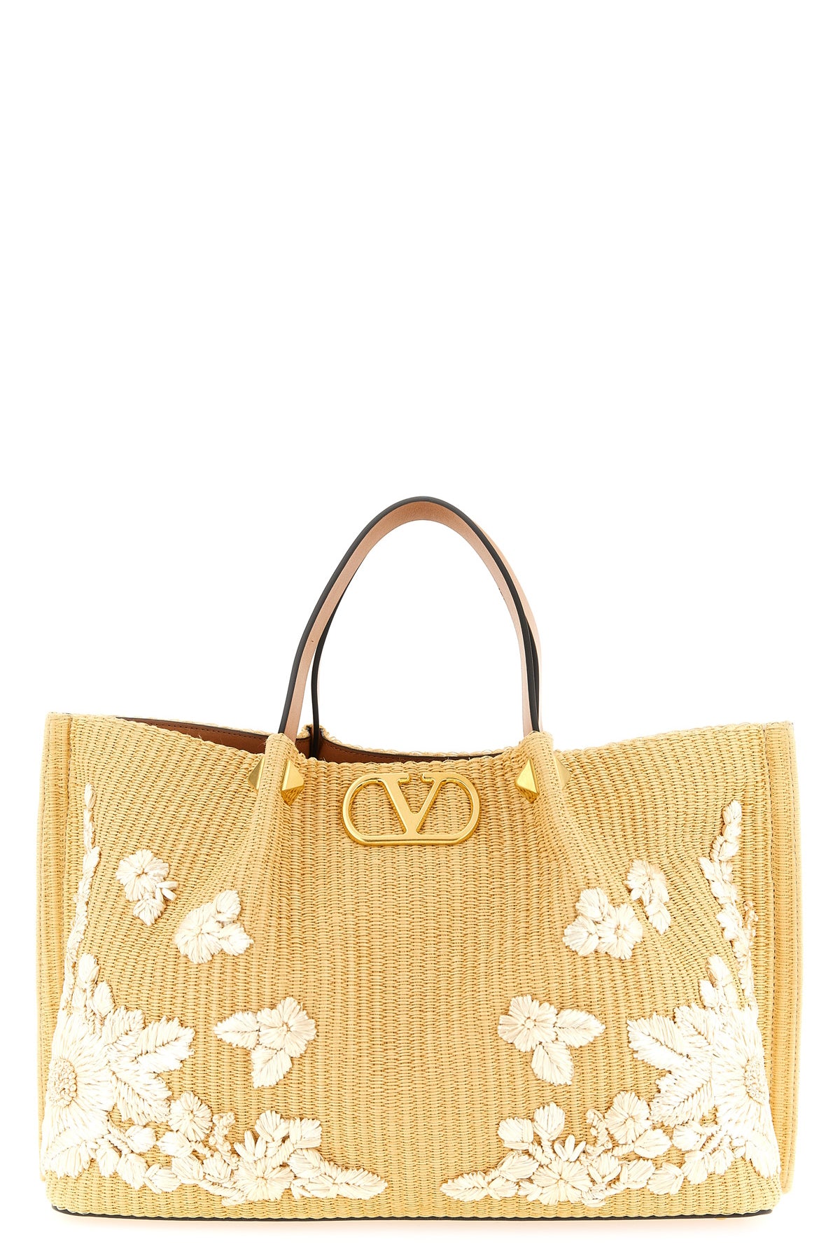 medium shopping bag in woven raffia