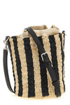 small bucket bag in hand-woven natural raffia