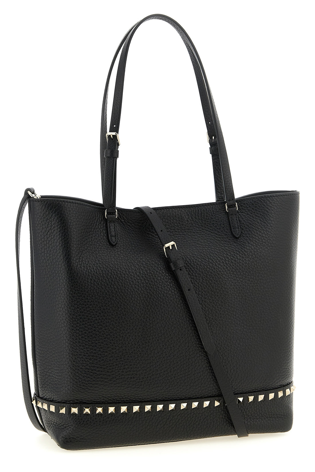 VALENTINO GARAVANI OS the valentino garavani rockstud medium tote bag in black elk print calf leather