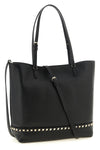 the valentino garavani rockstud medium tote bag in black elk print calf leather