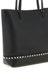 the valentino garavani rockstud medium tote bag in black elk print calf leather