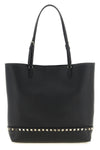 the valentino garavani rockstud medium tote bag in black elk print calf leather