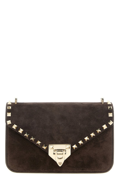 small suede rockstud crossbody bag