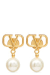 gold metal vlogo signature earrings
