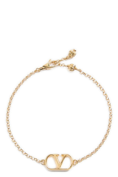 the valentino garavani bracelet is distinguished by a metal roll chain construct