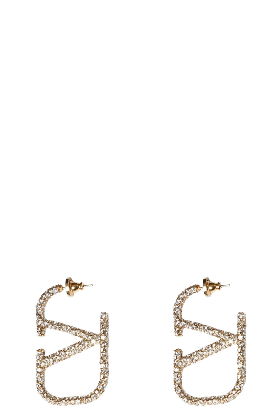 VALENTINO GARAVANI OS all-over swarovski® crystal and metal earrings in the shape of a vlogo signatur