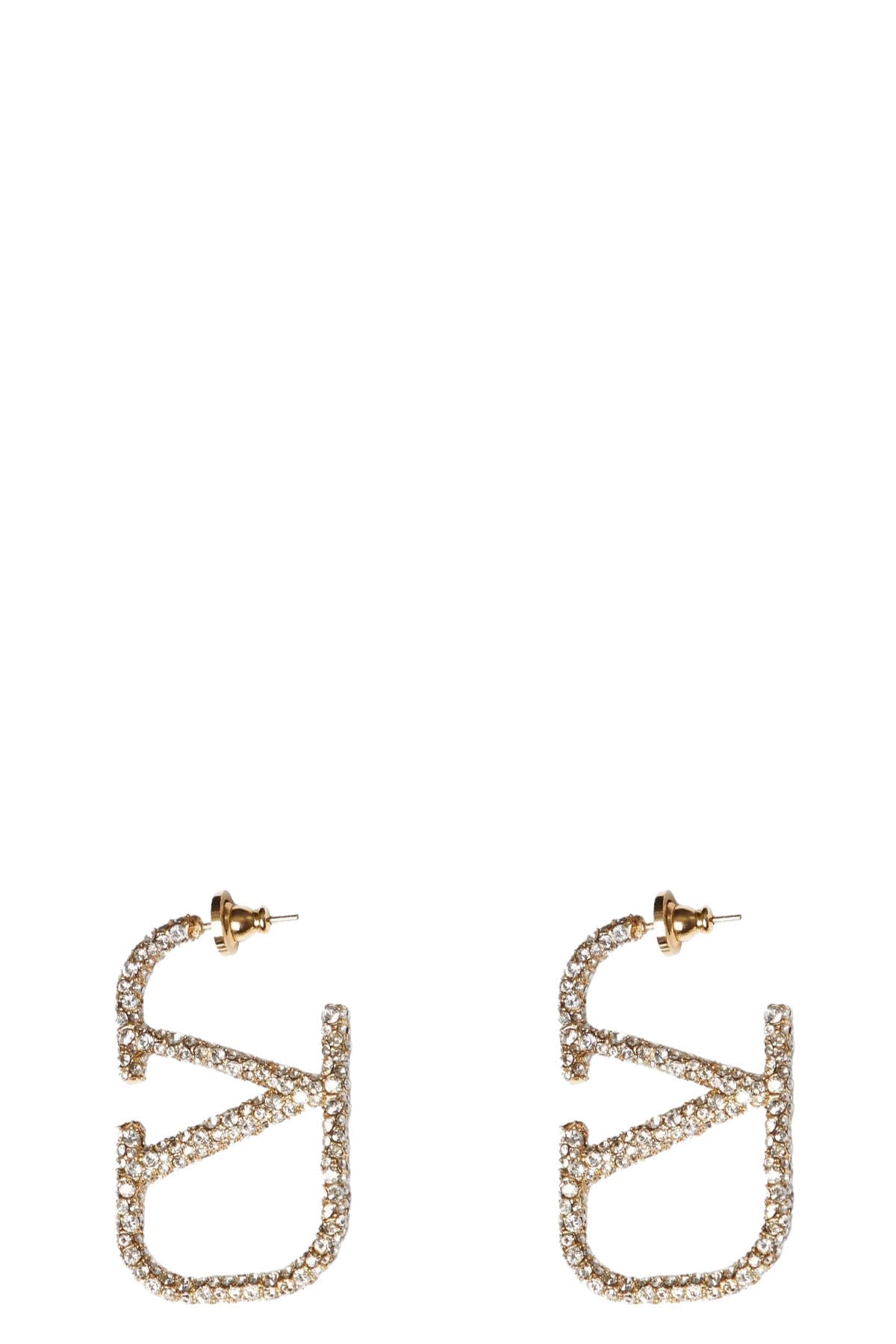 all-over swarovski® crystal and metal earrings in the shape of a vlogo signatur
