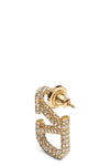 18k gold-finish metal earrings in the shape of a vlogo signature