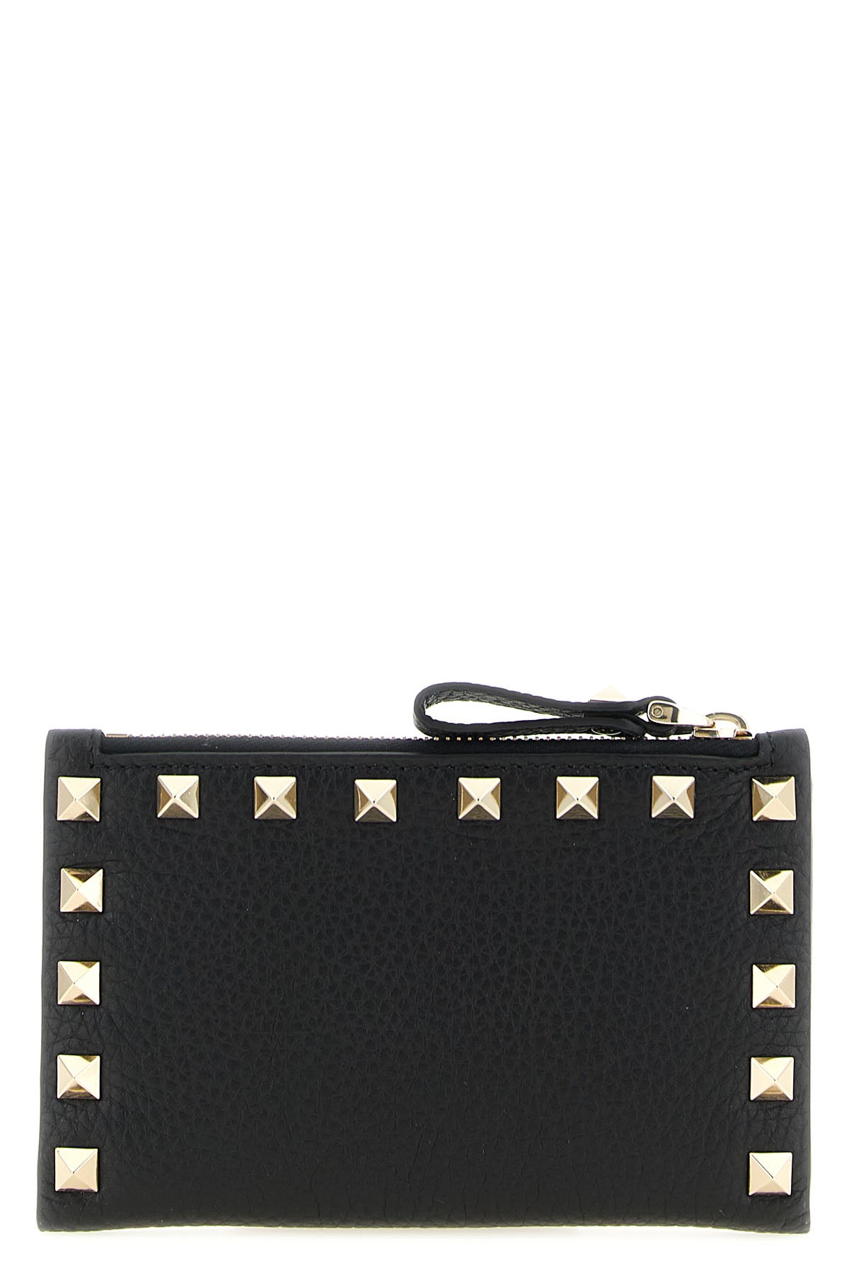 the valentino garavani rockstud cardholder in garnet calf leather represents an