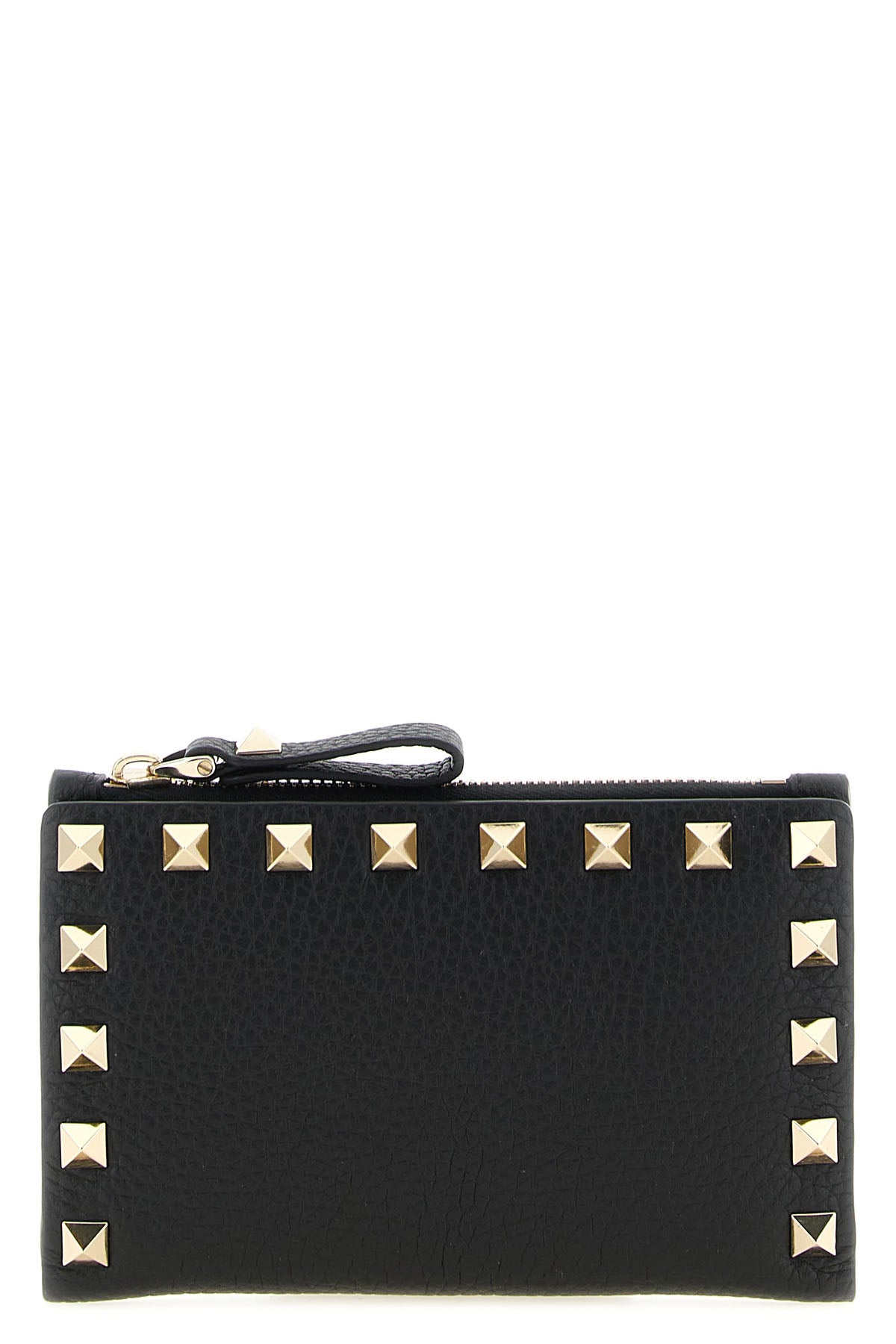 the valentino garavani rockstud cardholder in garnet calf leather represents an