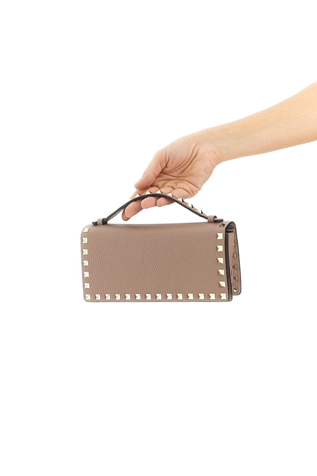 VALENTINO GARAVANI OS rockstud wallet on chain in grenade calf leather