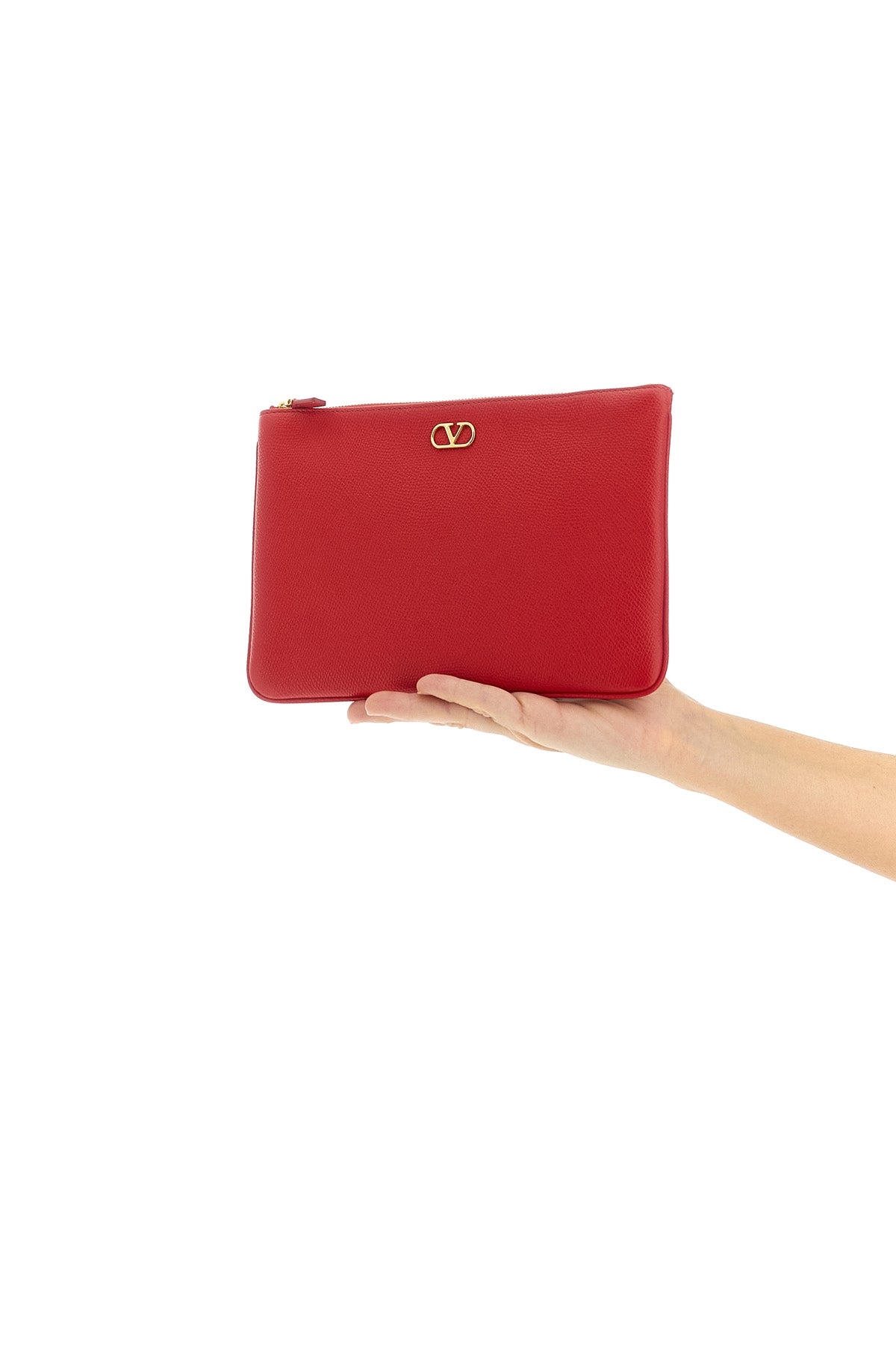 garnet calf leather clutch bag