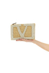 viva superstar crochet clutch bag in synthetic raffia