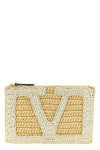 viva superstar crochet clutch bag in synthetic raffia