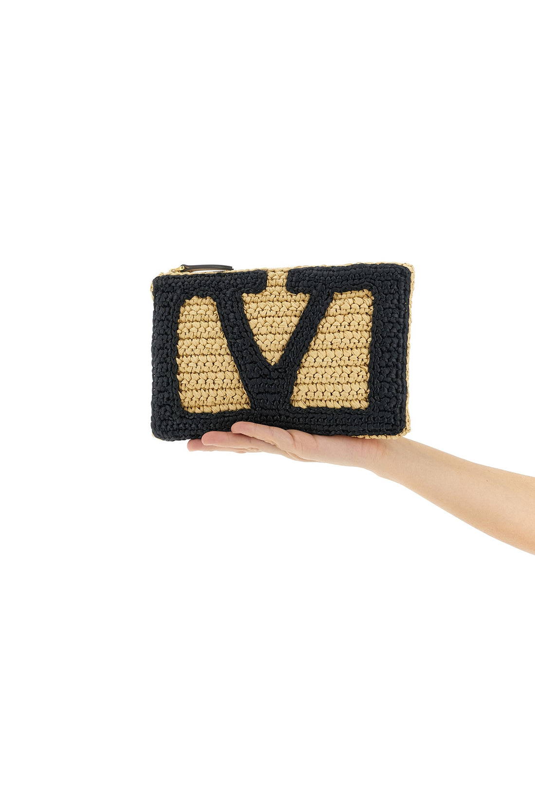 VALENTINO GARAVANI OS medium viva superstar crochet clutch bag in synthetic raffia