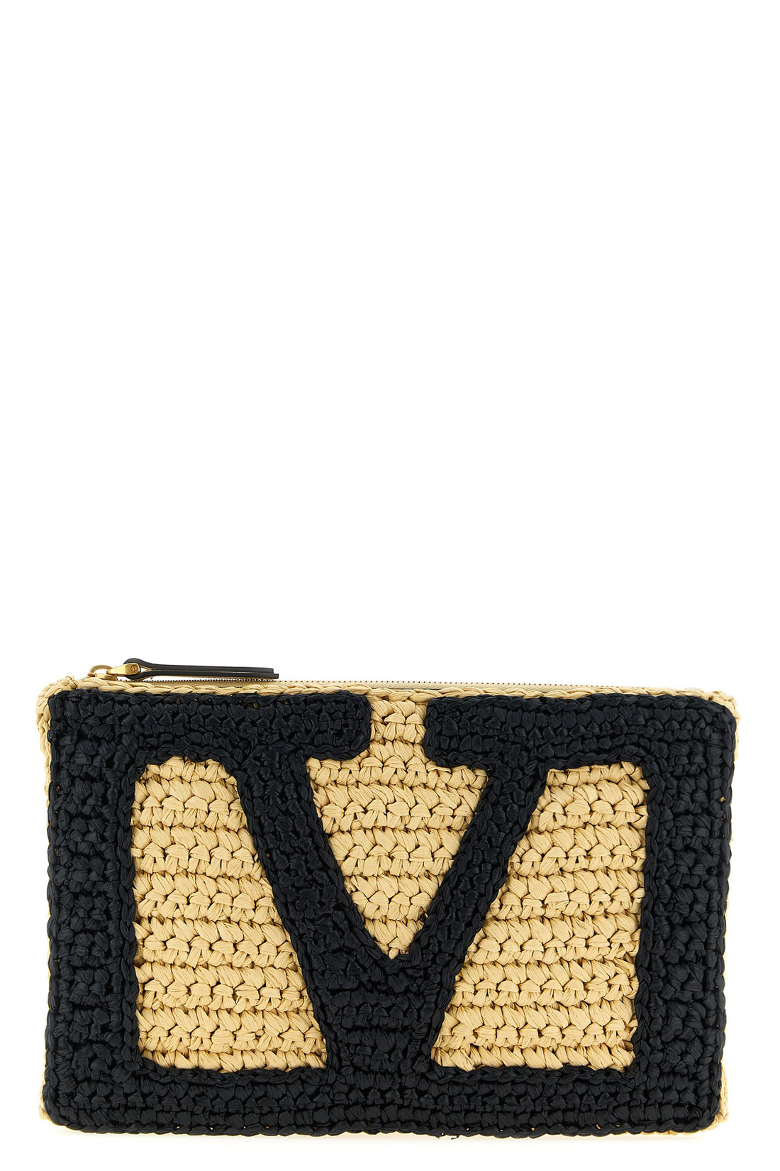 VALENTINO GARAVANI OS medium viva superstar crochet clutch bag in synthetic raffia