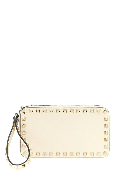 rockstud clutch bag in garnet calfskin