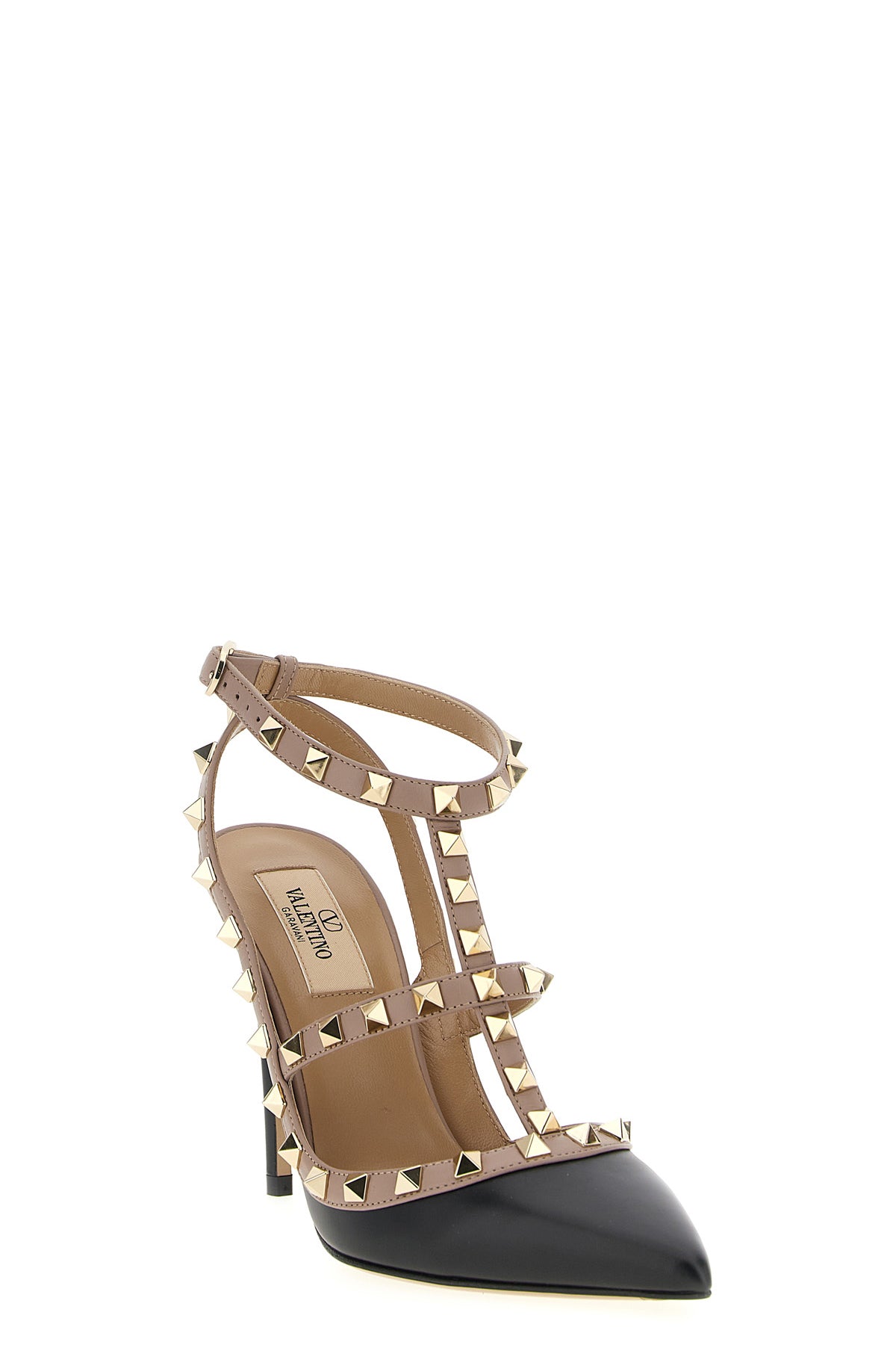 rockstud leather pumps