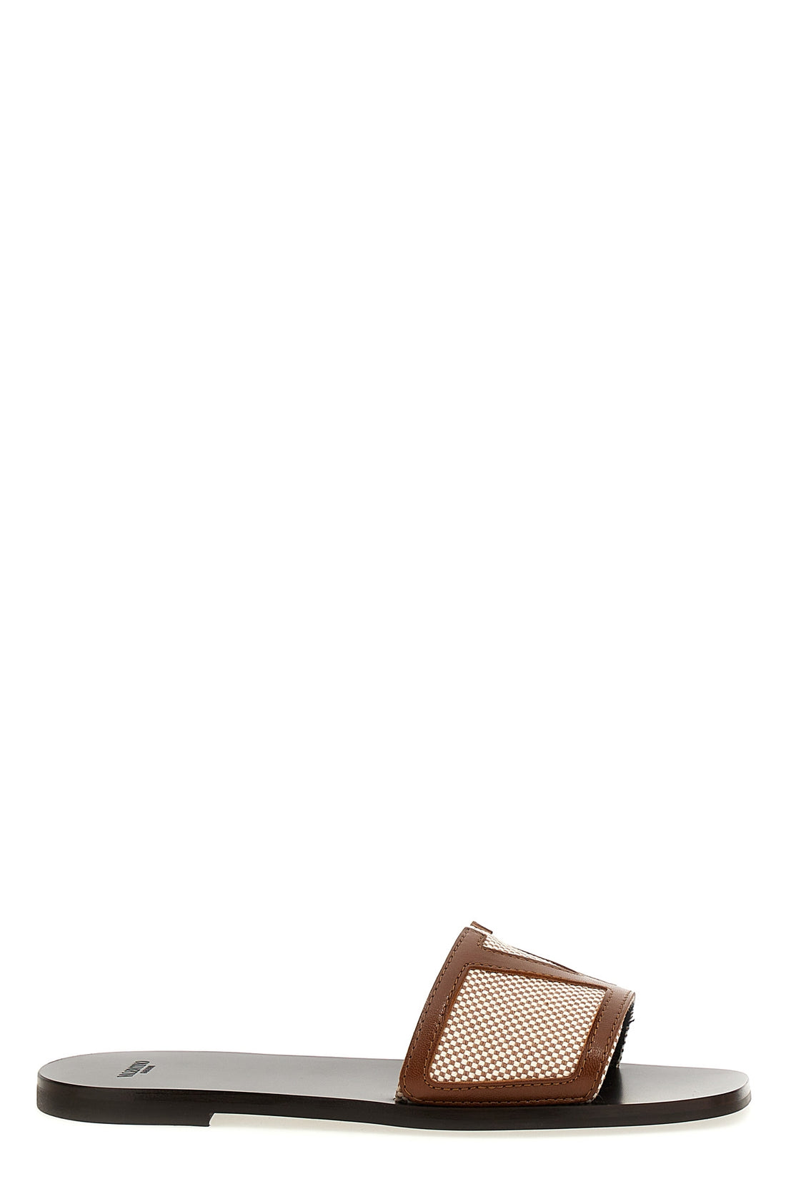 VALENTINO GARAVANI 36 two-tone woven canvas sandals and leather vlogo