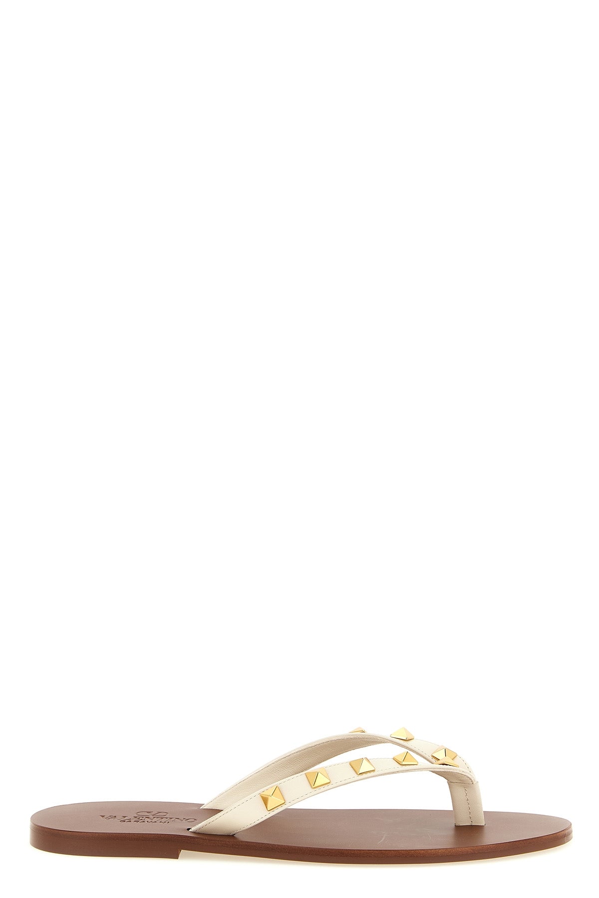 thong rockstud sandals in calf leather