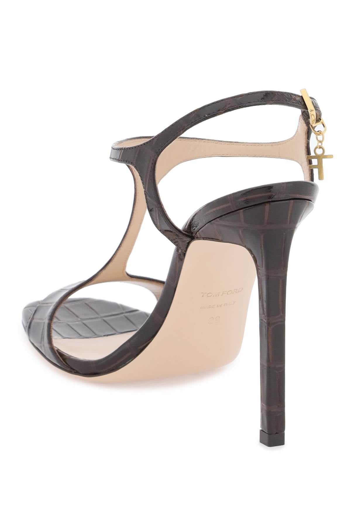 angelina sandals in croco-embossed glossy leather