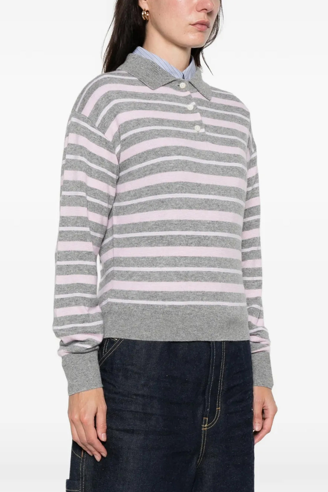 GUEST IN RESIDENCE L collegiate stripe polo style sweater