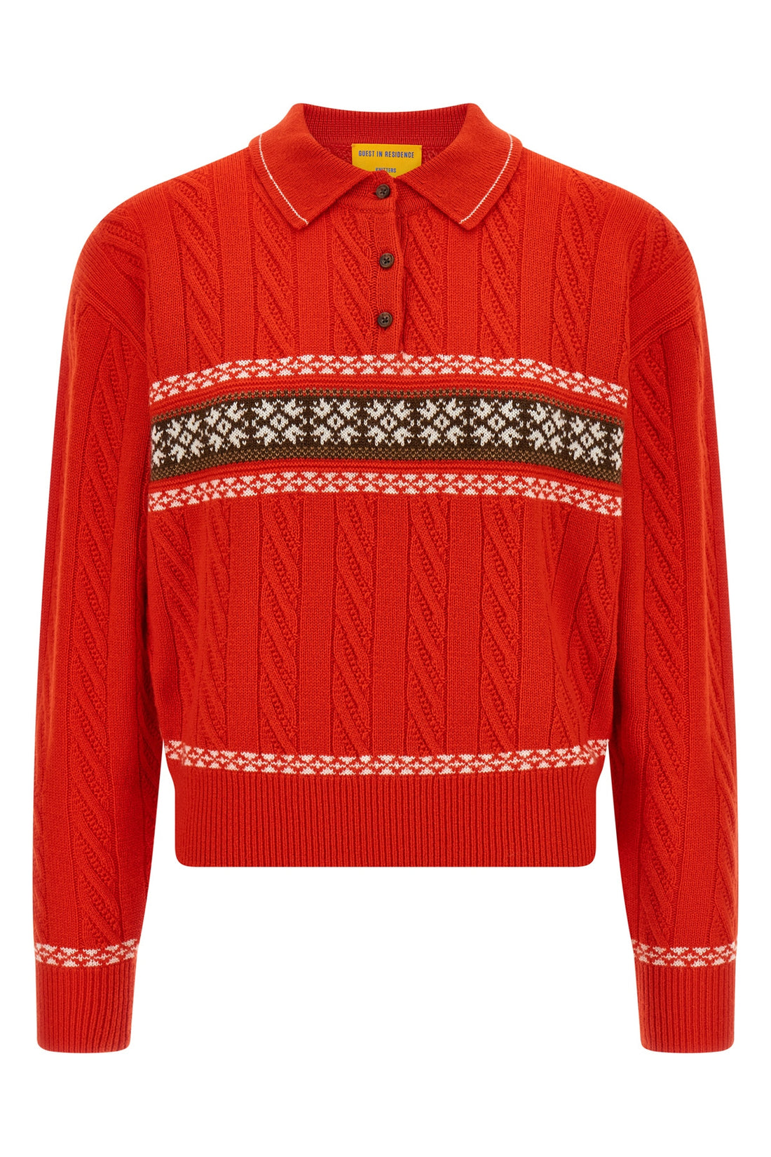 GUEST IN RESIDENCE M polo cable collegiate collar sweater