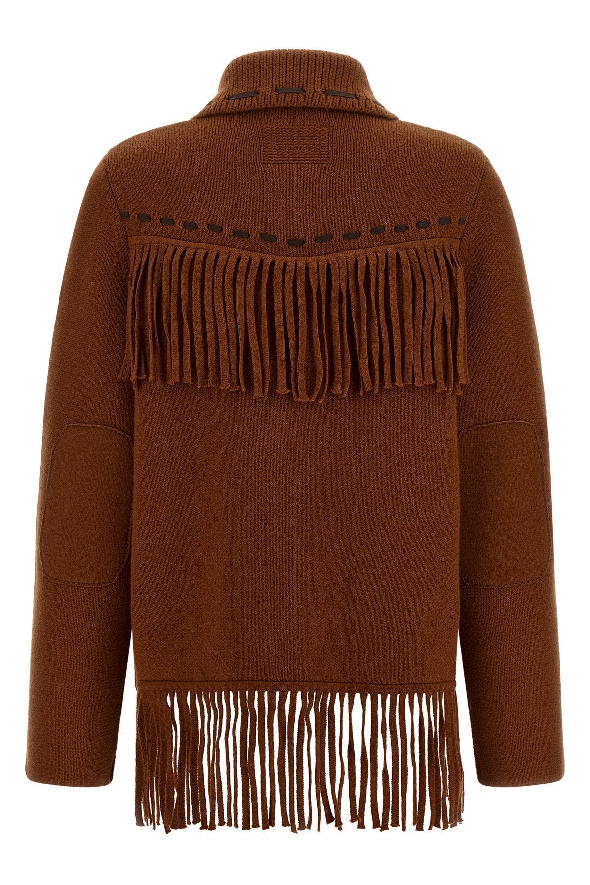 the guest in residence western fringe knitted jacket redefines frontier codes