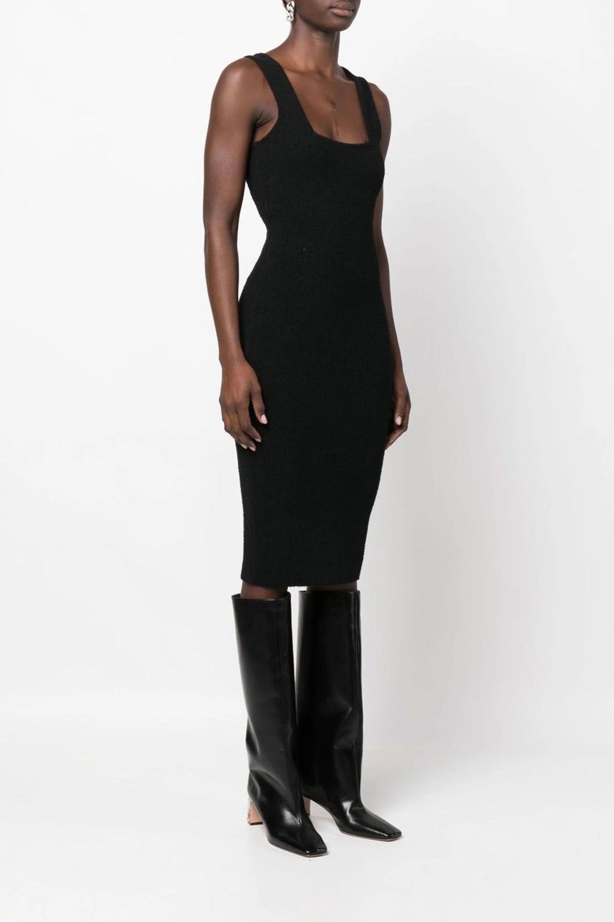 textured ribbed knit midi dress