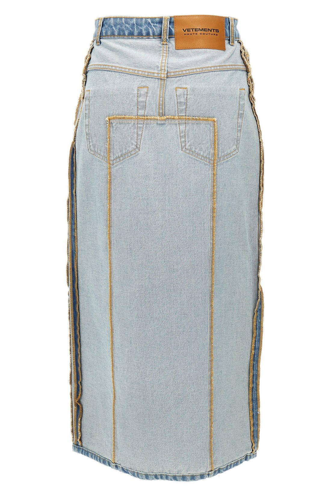VETEMENTS M inside-out cotton denim skirt
