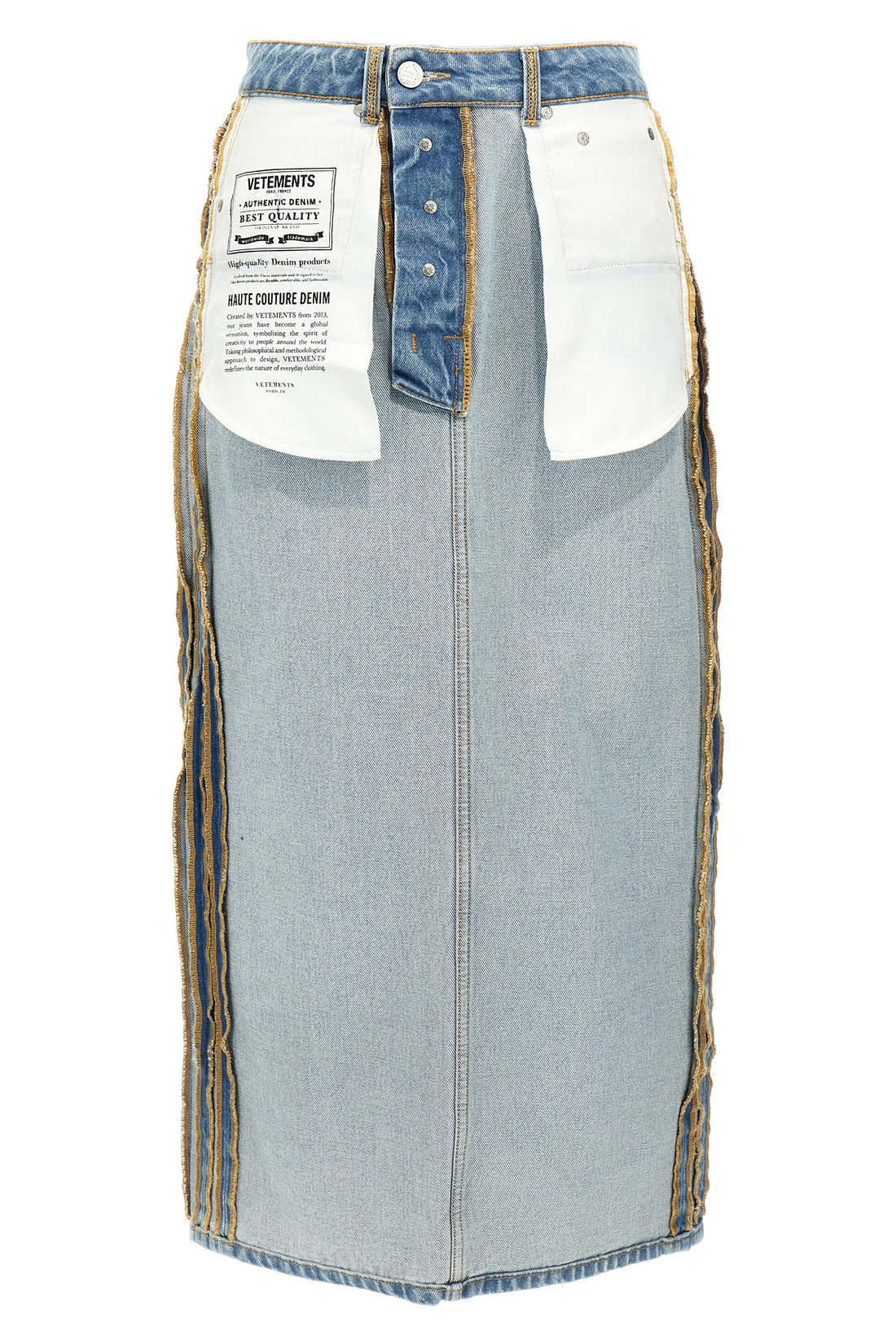 VETEMENTS M inside-out cotton denim skirt